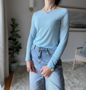 Longsleeve KASZMIREK | kaszmir i wiskoza| BŁĘKIT