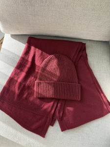 Zestaw czapka i szalik | klasyczny |  kaszmir i wełna | BORDO