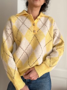 Sweter |  ROMB kołnierzyk |  ŻÓŁTY 