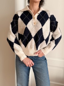 Sweter |  ROMB kołnierzyk |  GRANAT
