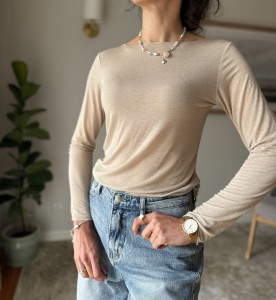 Longsleeve KASZMIREK | kaszmir i wiskoza| BEŻ