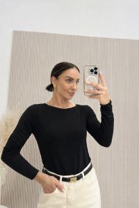 Longsleeve KASZMIREK | kaszmir i wiskoza| CZARNY